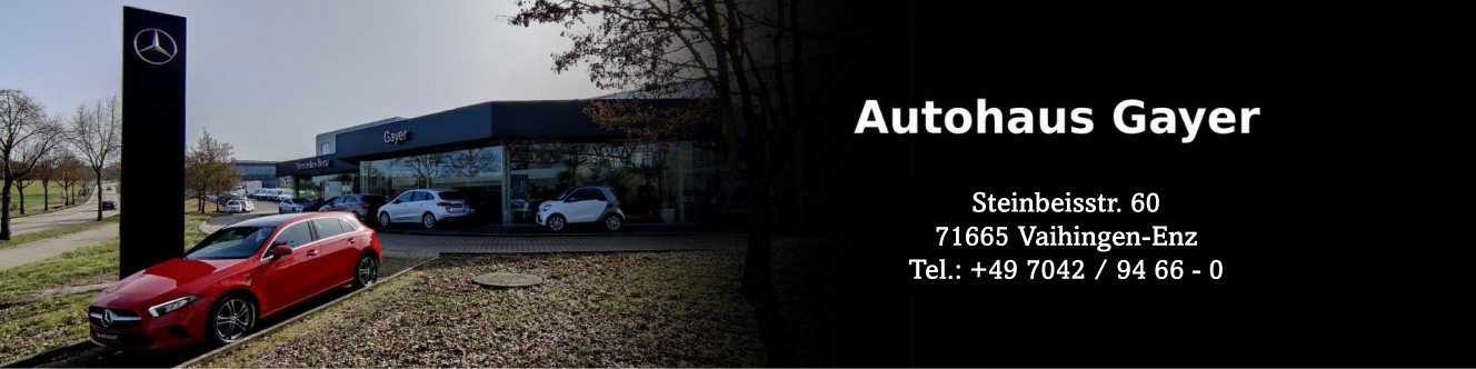 Außenaufnahme des Autohaus Gayer in Vaihingen-Enz.